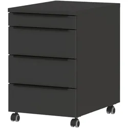 bümö Space Rollcontainer mit Schubladen, Container aus Holz in graphit - Rollwagen für's Büro als Schreibtisch Unterschrank, Bürocontainer od.