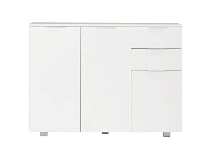 KTHLBRH Sideboard weiß glänzend 107 x 35 x 80,5 cm Mehrschichtholz, 2 Schubladen, 3 Türen, max. Belastung 60 kg, für Wohnzimmer