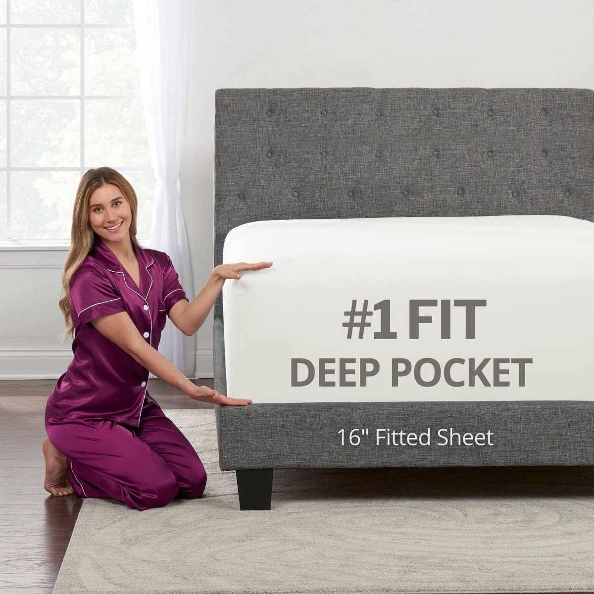 Wit Hoeslaken Queen voor Extra Diep Matras tot 38 cm