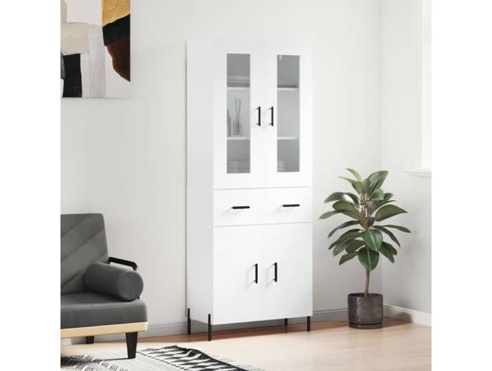 BEST Buffet de rangement enfilade - Buffet haut multi-rangement Blanc 69 5x34x180 cm Bois d'ingénierie fr7025