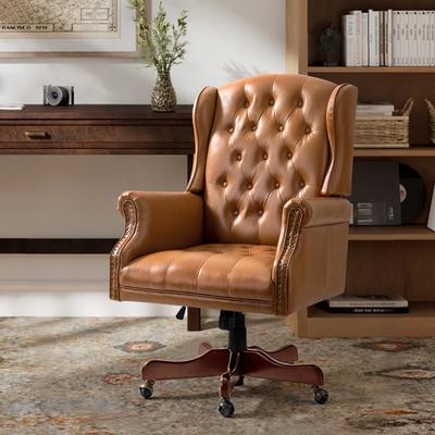 HULALA HOME Maximiliano Traditional Swivel Executive Chair with Tufted Back