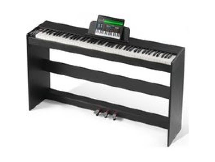 VEVOR Piano numérique, 88 touches entièrement pondérées, ensemble piano à clavier électrique avec double clavier, haut-parleurs, support, casque, 200 sons et rythmes, Bluetooth USB MIDI pour débutants