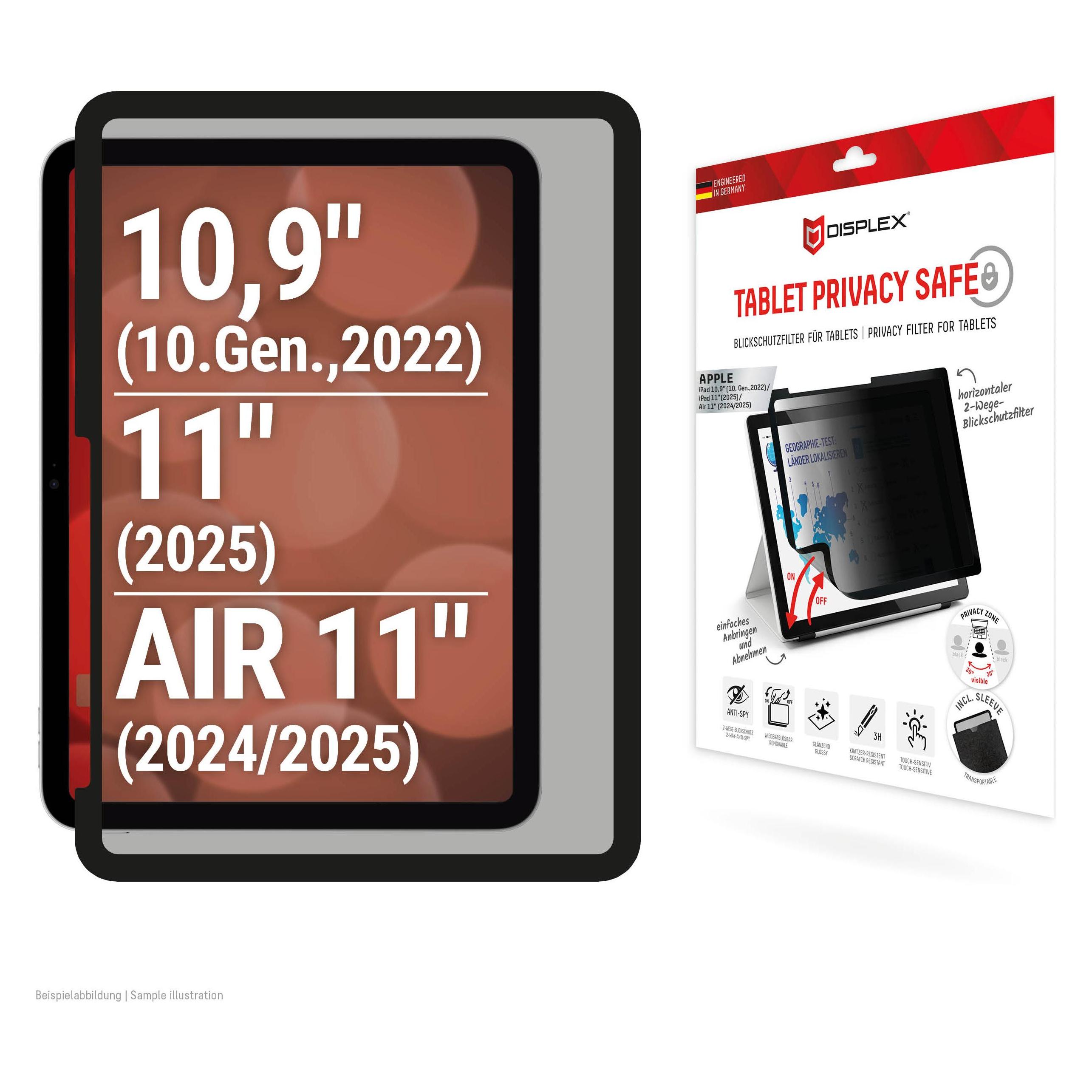 Displex Tablet Privacy Safe, Tablet Blickschutzfolie (1 Stk., Apple iPad 2022 (10. Gen)) (01983)
