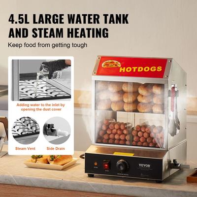 Uplifted Goods Two Tier Electric Hot Dog Steamer With Bun Warmer 27 L
