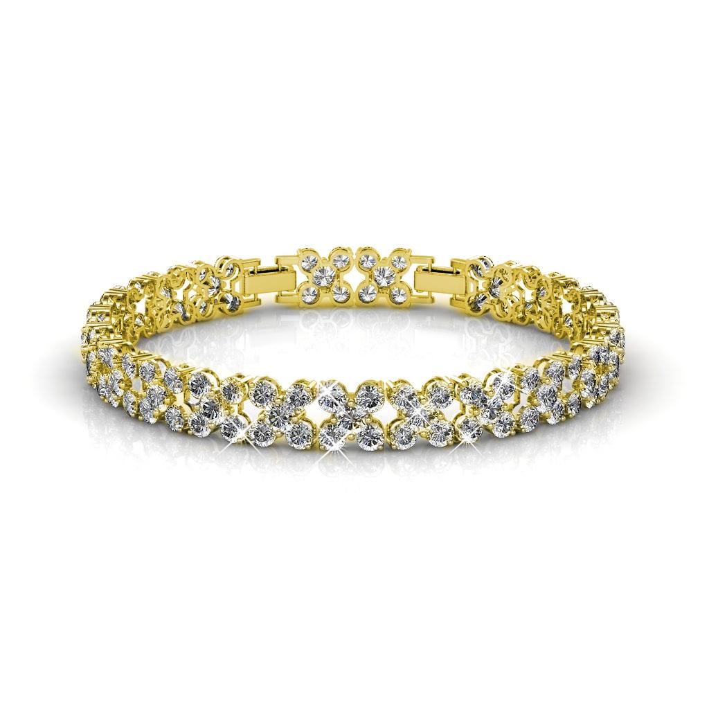 Bloemige armbanden - Goud en kristal