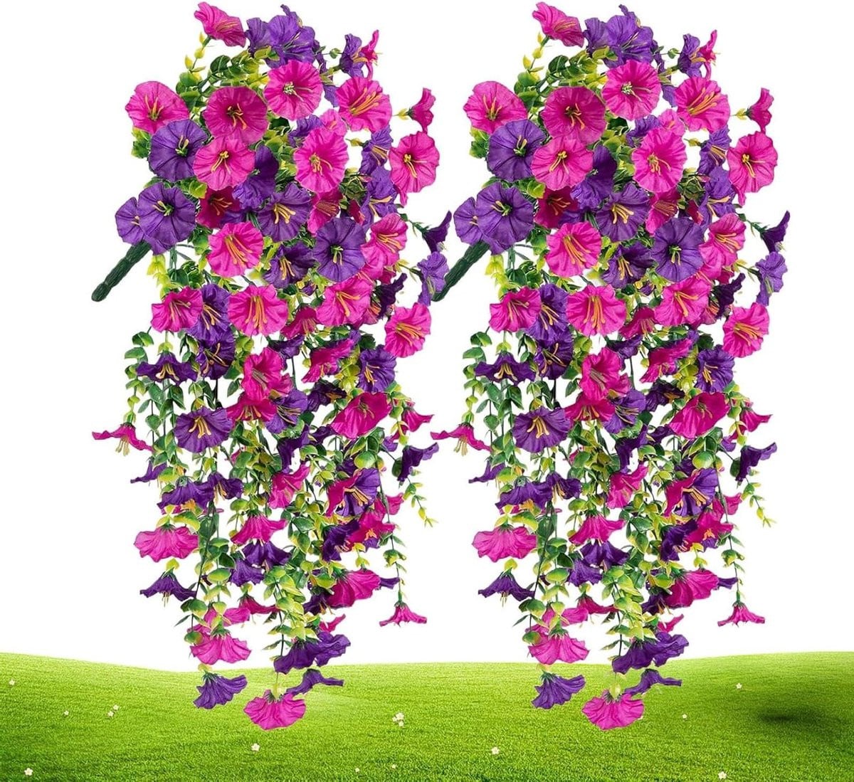 Kunst Petunia Decoratie Paars Rood - UV-bestendige en Waterdichte Nep Bloemen voor Buiten - 75 cm