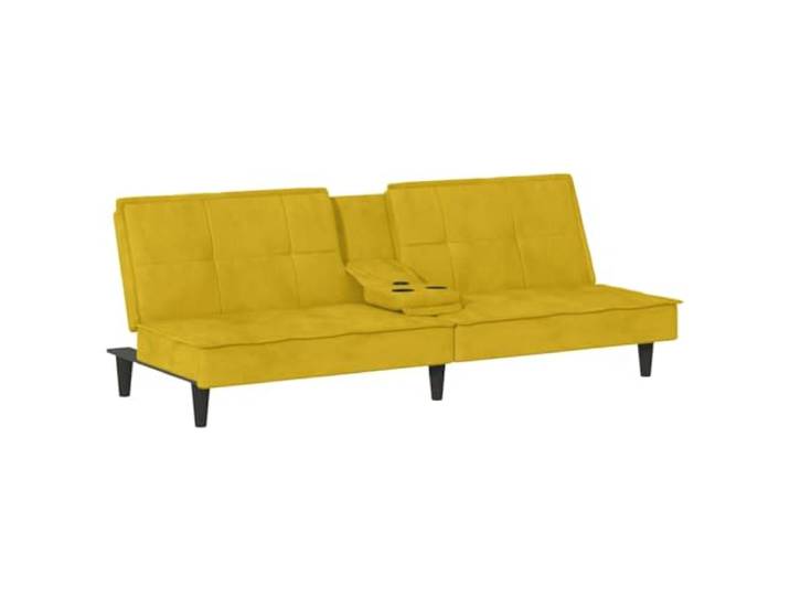 Makastle SchlafSofa Couch mit Getränkehaltern Gelb Samt