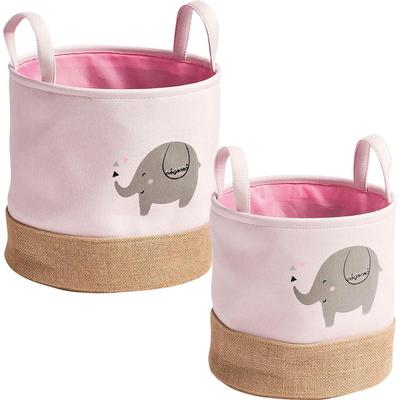 Aufbewahrungskorb ZELLER PRESENT "Elefant", rosa, B:25cm H:25cm Ø:25cm, Polyester, Aufbewahrungsboxen, Niedliches Elefanten Tiermotiv