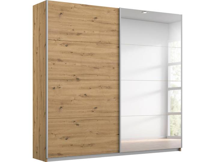 Schwebetürenschrank, 181x197 cm, Holzwerkstoff, Eiche Artisan, Optional Mit Spiegel, Modern, Rauch