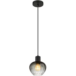 LED Hängeleuchte Pendelleuchte Esszimmerlampe Schwarz Metall Glas H 120 cm