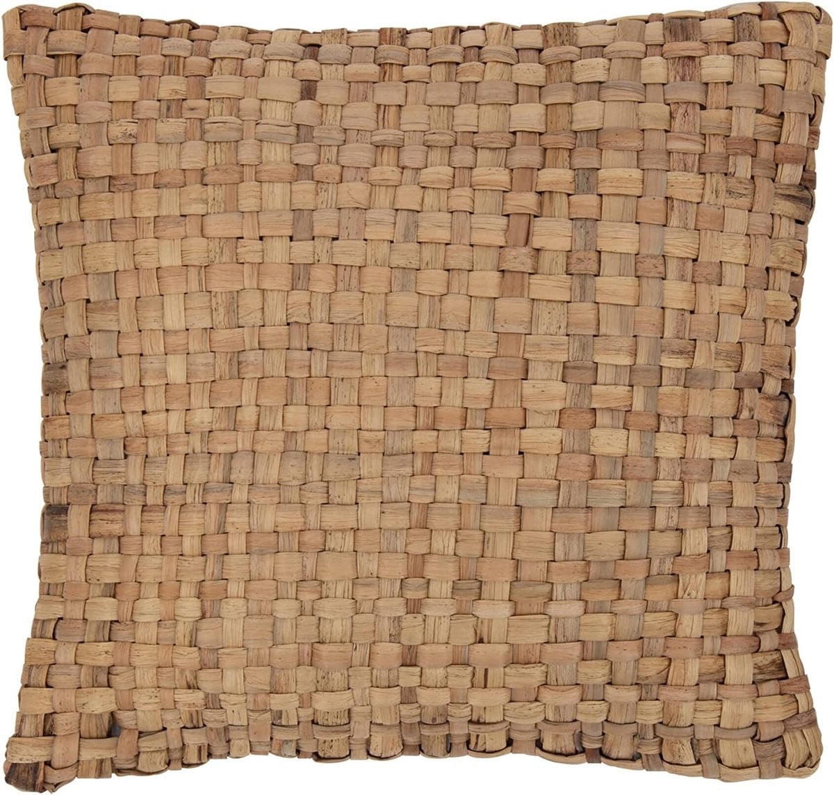 Paars Vierkant Decoratief Kussen van Riet en Textiel - 45 x 45 cm