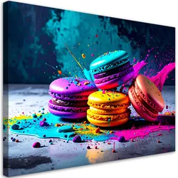 LEINWANDBILD bunte Kekse Makronen abstrakt 100x70cm