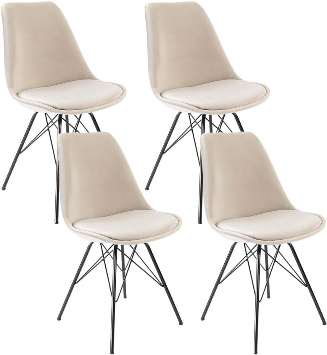 Set van 4 Kick kuipstoelen Velvet - Champagne