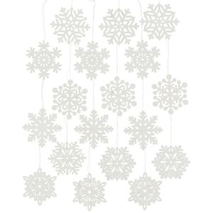 Frank-Flechtwaren Weihnachtsbaumschmuck 222110, weiß, 7 cm, Schneeflocken-Anhänger aus Holz, 18 Stück