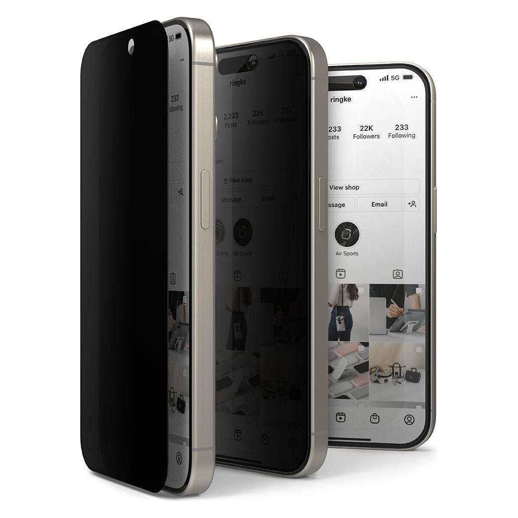 Ringke Privacy Glass Tempered Screen Protector (1 Stk., Apple iPhone 15 Pro) (G4as119)
