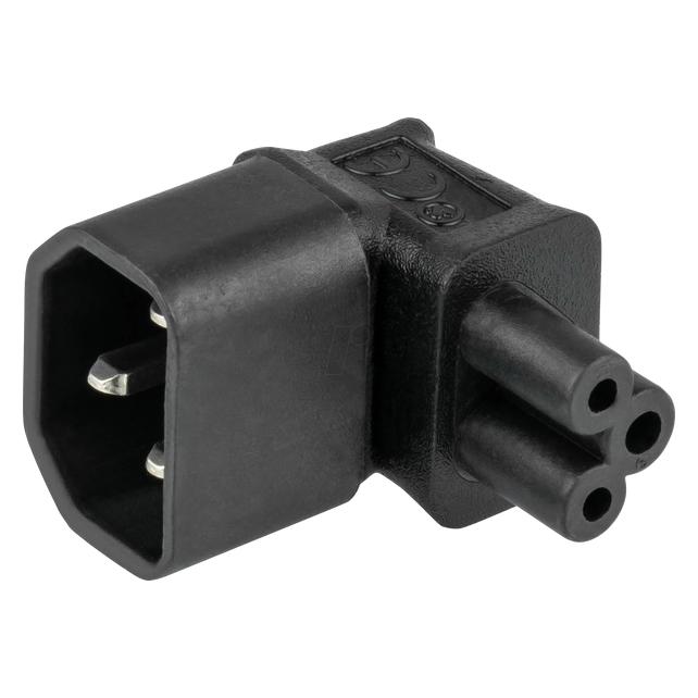 Kabelmeister Stromadapter Kaltgeräte-Stecker C14 an Buchse C5, oben/unten abgewinkelt, schwarz (SKA-1408S)