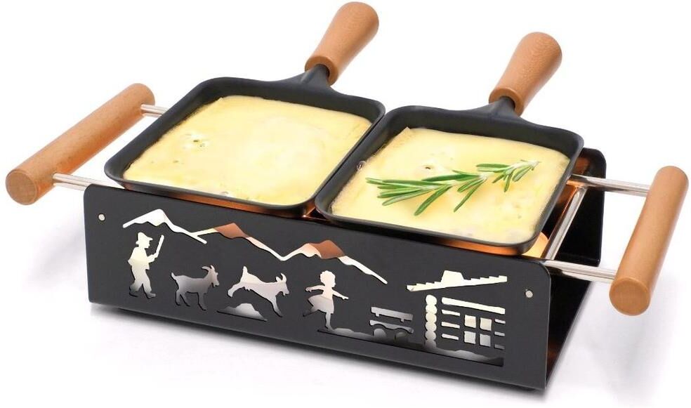 TTM Raclette "Teelicht-Raclette Twiny Cheese Heidi", schwarz, B:9,5cm H:5,5cm T:25cm, Raclettes, Raclette schwarz Einheitsgröße