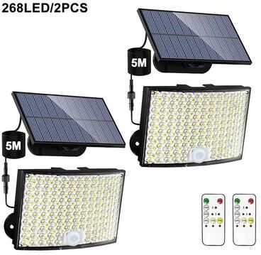 Inspired Finds 348LED Solar Outdoor Security Motion Sensor Light Waterproof Garden Garage Spotlight 268led 2pcs