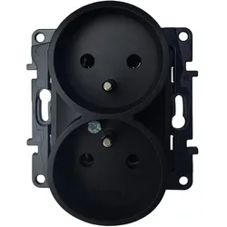 Doppelsteckdose mit Erdung 2x 2P+E franz. System schwarz Niloe Step Legrand 863532
