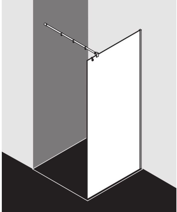 Kermi Filia Glasanlage teilgerahmt FITPF07720VPK 77,5x200cm, silber hochglanz, ESG klar Clean, 90Grad Stabilisierung