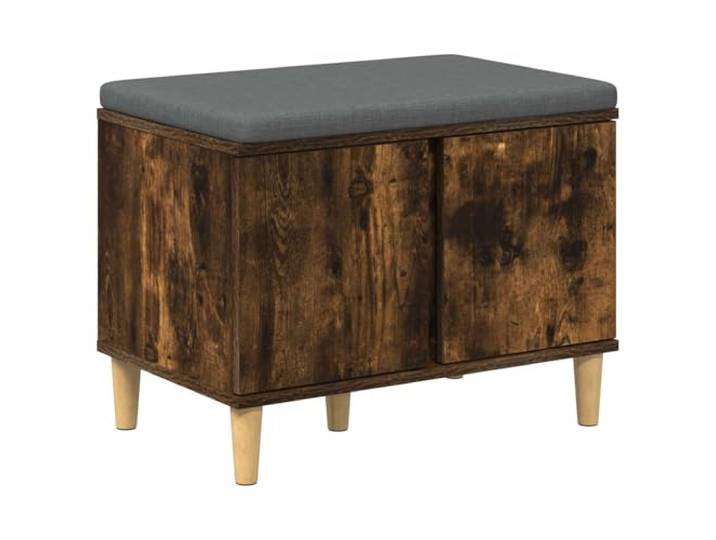HBBMGYD Eingangsbank mit Kissen, Raucheiche, 60 x 38 x 46 cm Aufbewahrungsregal, abnehmbarer Bezug, Gleitdesign, konische Beine, Holz