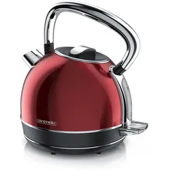 Arendo Wasserkocher mit Temperatureinstellung, 1,7 l, 2200 W, Edelstahl Retro Style Vintage, Überhitzung & Trockenkochschutz, schwarz