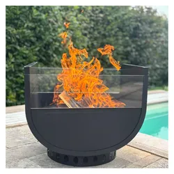 Eden Outdoor, Feuerschale, U-Design Feuerstelle, schwarz, 57 x 48 x 61 cm (57 cm)