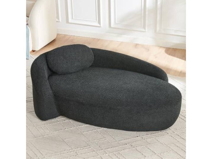 I0I&I0I Minimalistisches Teddy Sofa mit Runddesign Weich gepolstert, Kissen, Vielseitig für Wohnzimmer, Schlafzimmer und Studio (Black + Teddy + 1 Seat + Foam)