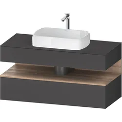 Duravit Collection One Konsolenwaschtischunterbau, 1 Auszug, 1 Schubkasten, Ausschnitt mittig, 1200x550x600mm, Nische Eiche Mamoriert, QA4732055490000, Farbe: Graphit matt