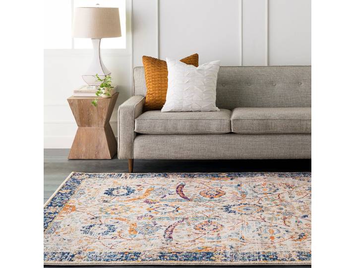 Teppich LIVABLISS NASHUA , bunt (blau), B:160cm H:11,4mm L:220cm, Polypropylen, Teppiche, Teppich