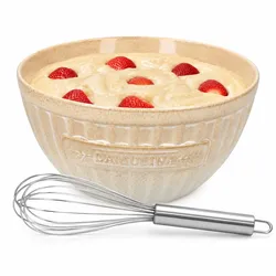 Bakery Creme Schale 2L Steingut Rührschüssel Teig Salat Dessert Servierschale