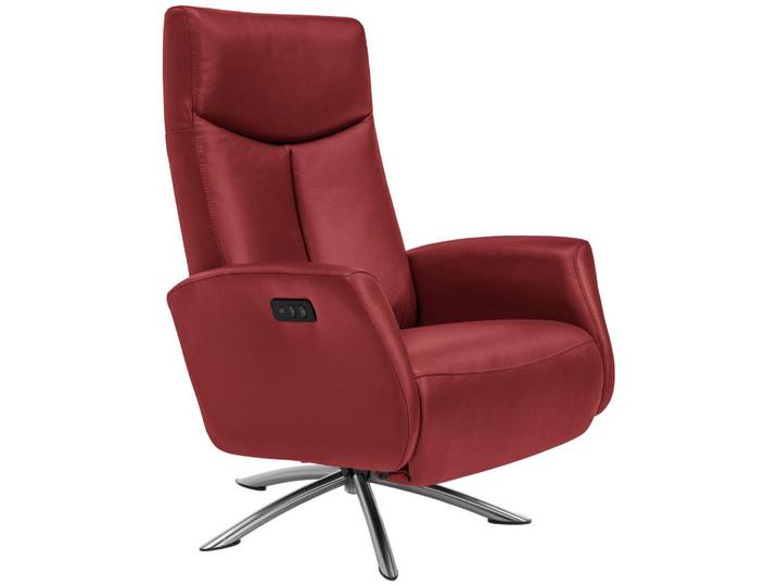 Welnova Relaxsessel, Rot, Metall, Echtleder, Spaltleder, 73x105x82 cm, Fußauswahl, Lederauswahl, Relaxfunktion, Netzbetrieb, Wohnzimmer, Sessel, Relaxsessel