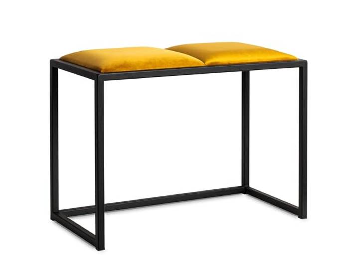 Ferro Sitzbank Flur 64,5 cm - Velour Gelb, Gestell Schwarz Handgefertigte Verarbeitung praktische Sitzgelegenheit beim An- und Ausziehen von Schuhen, ideal für den täglichen Gebrauch