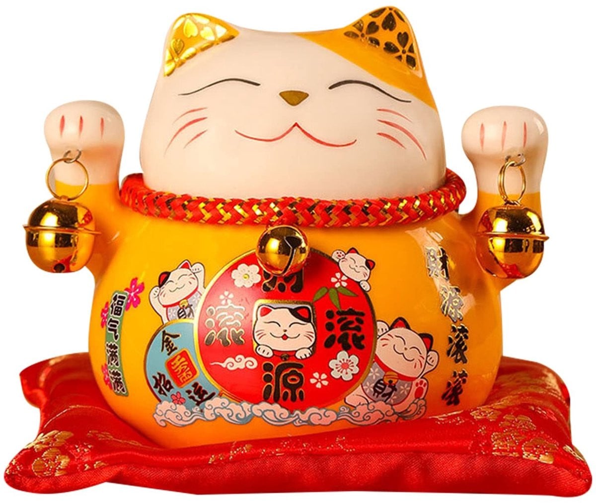SOUQONE Lucky Cat Keramisch Zwaaiend Gelukspoppetje - 11,43 cm