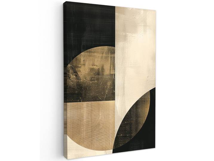 LEINWANDBILD Abstrakt - Geometrische Formen - Schwarz - Gold Wanddeko 40x60 cm