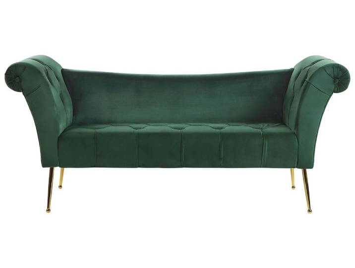 Chaise longue velours vert foncé