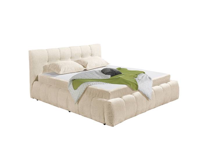 Polsterbett Caraos mit Matratze 180 x 200cm Strukturstoff Vilana Beige