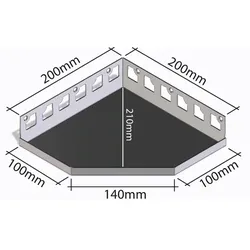 Eck-Duschablage (befliesbar) 200 x 200 mm, Form: Diamant (Tiefe: 210 mm)