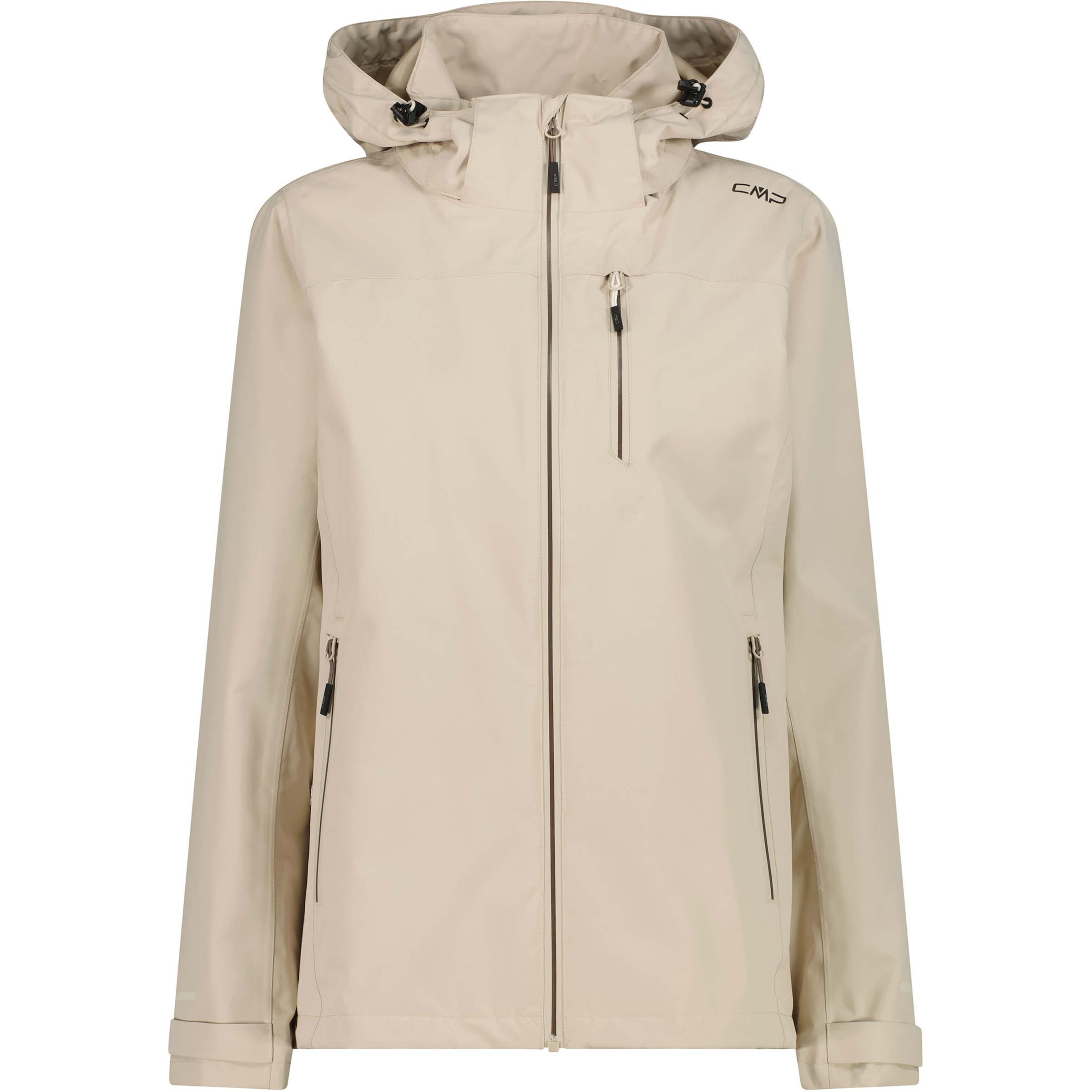 CMP Zip Damen Regenjacke beige Größe M Trekking Atmungsaktiv