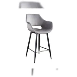 KAWOLA Barhocker ZAJA Barstuhl Sitzhöhe 76 cm Velvet grau