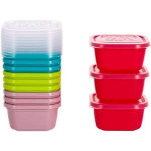 Kigima Frischhaltedose aus Kunststoff, 0,3 L, Gefrierdose, farbig sortiert, luftdicht, Set, 12 Stück