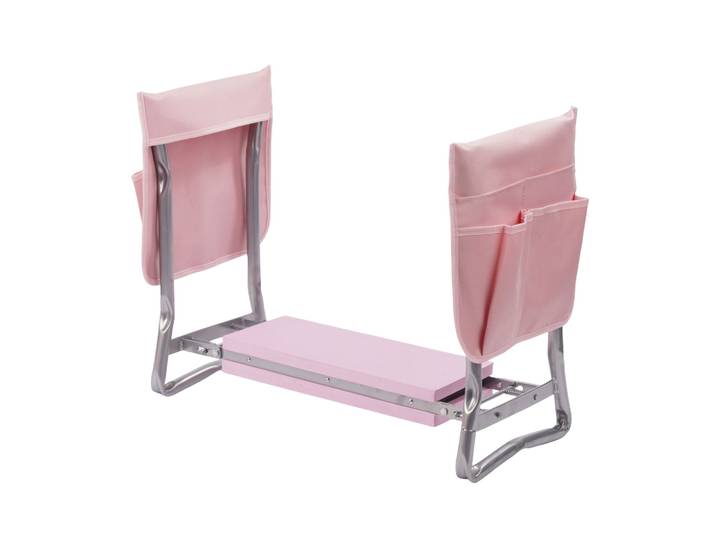 Kniebank Gartenarbeit mit Taschen Rosa-Silber