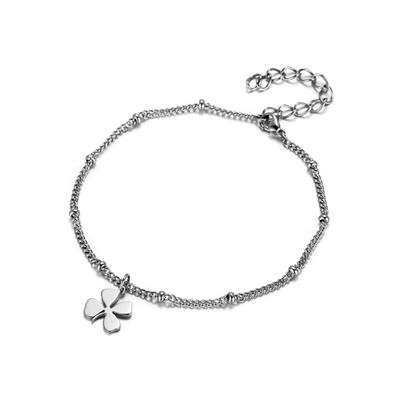 Fußkette FIRETTI "Schmuck Geschenk Körperschmuck Kleeblatt, Panzerkette", silber (edelstahlfarben), Fußketten, Damen, Edelstahl