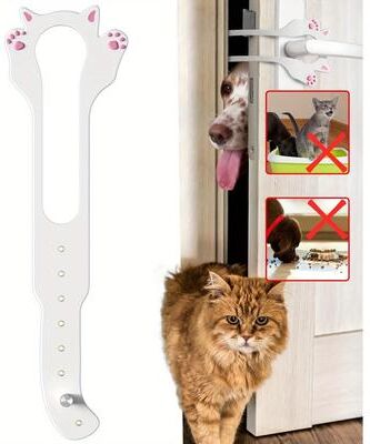 Market Central Adjustable Cat Door Holder Latch With Sizes Pet Door Stopper For Easy Cat Access white