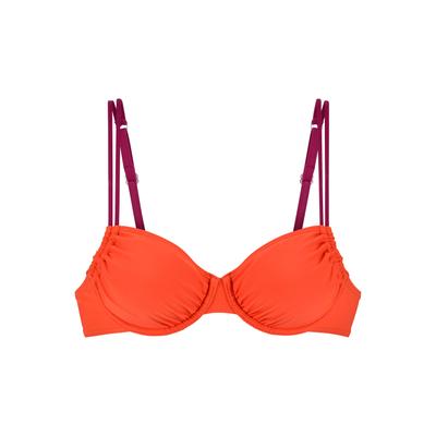 Bügel-Bikini-Top S.OLIVER "Yella", Damen, Gr. 42, Cup E, orange, Recycling-Polyamid, kontrastfarbene Details, unifarben, Bikini-Oberteile, mit kontrastfarbenen Details