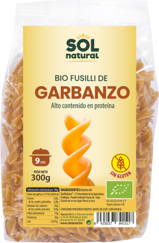 Sol Natural Fusilli de Garbanzo sin Gluten Bio 300 gr