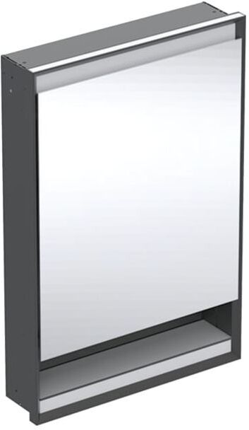 Geberit One Unterputz Spiegelschrank 505821007 60x90x15cm, mit Nische, 1 Tür, Anschlag rechts, schwarz matt/Aluminium pulverbeschichtet