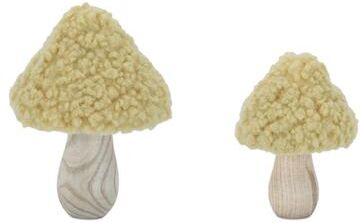 Melrose International Set of 2 Wood & Fabric Mushroom Figurines