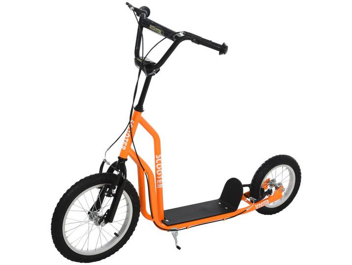 Homcom Kinderroller ab 5 jahre Scooter Cityroller Kinder Luftreifen verstellbar Orange, Metall, 58x88x135 cm, unisex, Spielzeug, Kinderfahrzeuge