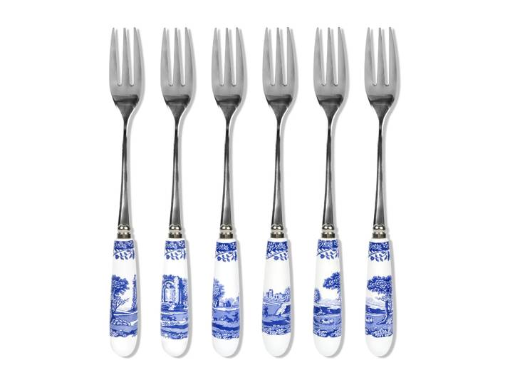 Spode Set de 6 fourchettes à dessert Blue Italian Céramique-acier inoxydable